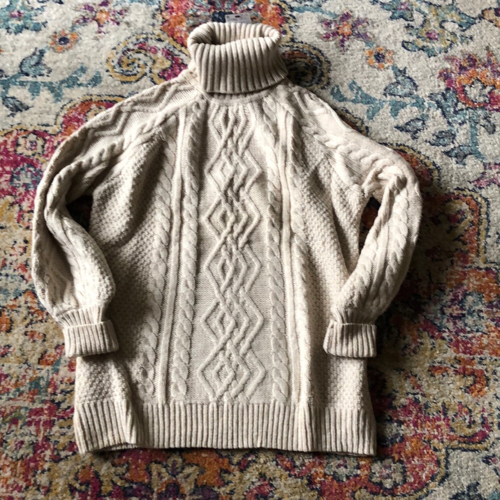 🍁 Mango Cable Knit Wool Turtleneck Sweater M 🍁